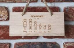 Personalised Oak Family Sign Engraved Portrait, New Home Gift - thumbnail 1
