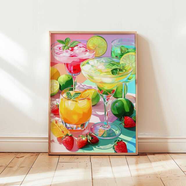 Margarita Poster, Cocktail Drink Print, Mexican Bar Wall Art, Alcohol Decor, Recipe Kitchen Prints, Party Posters - image 1