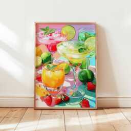 Margarita Poster, Cocktail Drink Print, Mexican Bar Wall Art, Alcohol Decor, Recipe Kitchen Prints, Party Posters - thumbnail 1
