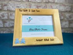 New Baby Twins Triplets - Personalised Wooden Photo Frame 7x5 - thumbnail 1