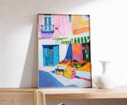 Fruit & Vegetable Market Poster, Farmers Wall Art, Food Print, Kitchen Decor, Rustic Drink Art - thumbnail 1