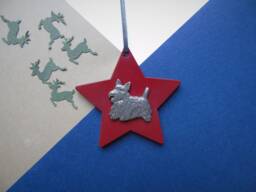 Scottish Terrier Wooden Star Decoration - Scottie Dog Christmas Tree Gift Lover Bauble - thumbnail 1