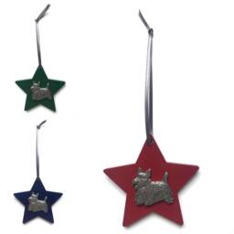 Scottish Terrier Wooden Star Decoration - Scottie Dog Christmas Tree Gift Lover Bauble - thumbnail 4