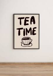 Tea Time Unframed Print - Typography Kitchen Decor Art Quirky Colourful Poster Aesthetic Wall Trendy Lover - thumbnail 1