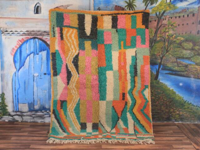 Colorful Moroccan Rug, Custom Fabulous Boujad Azilal Abstract Multicolored Carpet, Handmade Bohemian Rug - image 1