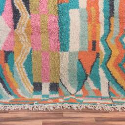 Colorful Moroccan Rug, Custom Fabulous Boujad Azilal Abstract Multicolored Carpet, Handmade Bohemian Rug - thumbnail 3