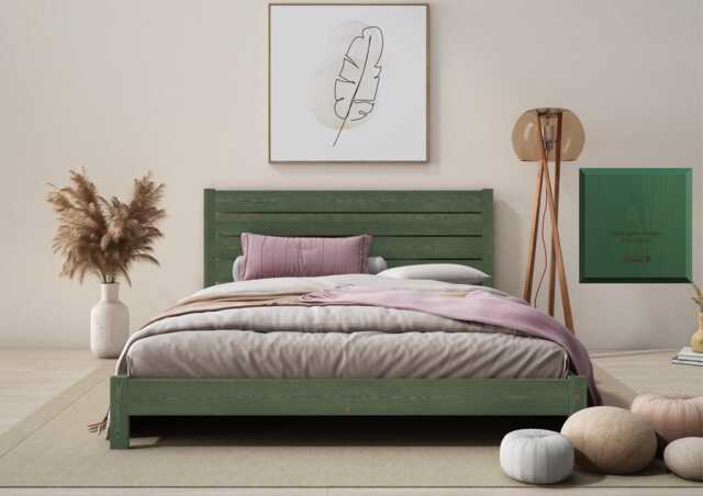 Japanese Low Profile Wooden Bed Frame Eco-Friendly Colors, Solid Wood - image 1