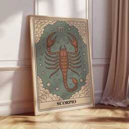 Scorpio Zodiac Sign Art Print Poster, Mystical Illustration, Astrology Wall Decor Unique Spiritual Gift - thumbnail 2