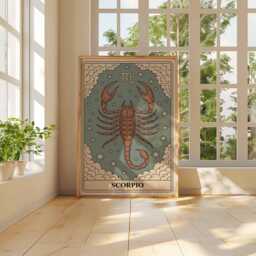 Scorpio Zodiac Sign Art Print Poster, Mystical Illustration, Astrology Wall Decor Unique Spiritual Gift - thumbnail 3