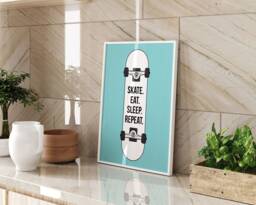 Skate Eat Sleep Wall Art Print Typography Skateboard Quote Living Room Teen Bedroom Home Decor Modern Minimalist Sports Gift Present - thumbnail 1