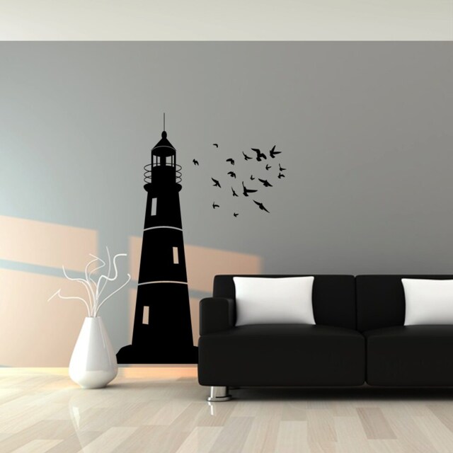 Lighthouse & Birds Wall Decal - Nautical Nursery Decor - image 1