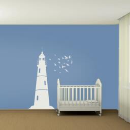 Lighthouse & Birds Wall Decal - Nautical Nursery Decor - thumbnail 3