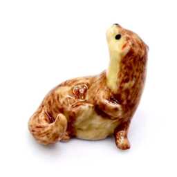 Miniature Ceramic Otter Animal Little Orange Beige Brown Funny Figurine Tiny Statue Small Decoration Hand Painted Collectible Figure Deco - thumbnail 2
