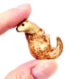 Miniature Ceramic Otter Animal Little Orange Beige Brown Funny Figurine Tiny Statue Small Decoration Hand Painted Collectible Figure Deco - thumbnail 3