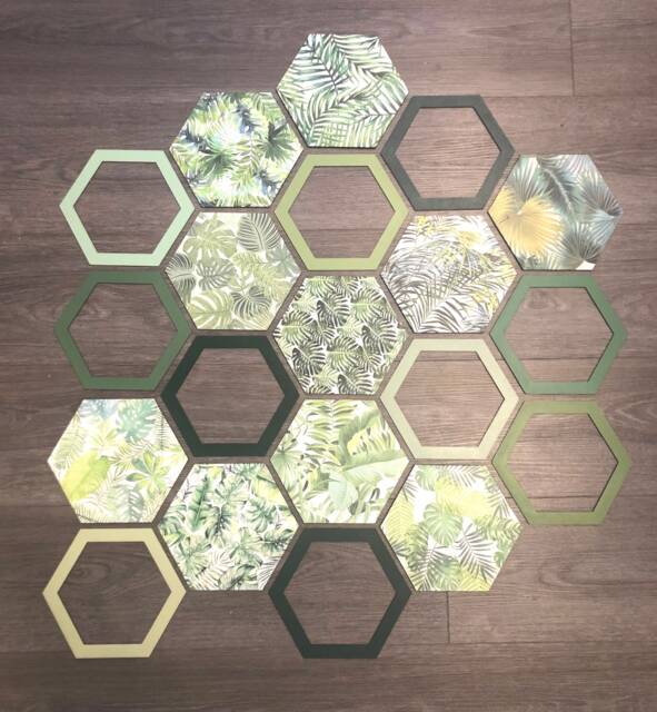 Hexagon Wall Decor, Safari Hexagon Art, Modern Safari Room Decor - image 1