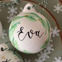 Personalised Ceramic Christmas Bauble, Hand Painted Name Ornament, Tree Decoration - thumbnail 4