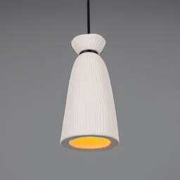 Pando Organic Ceramic Pendant Light Matte White Striped 11.75 - thumbnail 2
