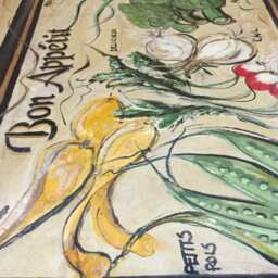 Hand Painted Bon Appetit Canvas Floorcloth - thumbnail 2