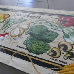 Hand Painted Bon Appetit Canvas Floorcloth - thumbnail 4
