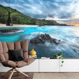 Kauai Hawaii Sunset Beach Wallpaper Mural, Peel & Stick - thumbnail 2