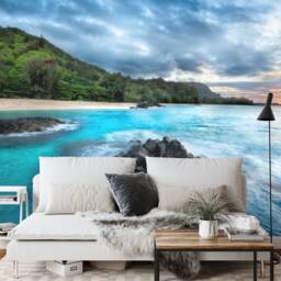 Kauai Hawaii Sunset Beach Wallpaper Mural, Peel & Stick - thumbnail 3
