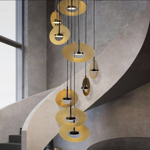 Modern Brass Chandelier 10-Pendant Abstract Led Light - image 1
