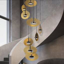 Modern Brass Chandelier 10-Pendant Abstract Led Light - thumbnail 1