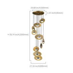 Modern Brass Chandelier 10-Pendant Abstract Led Light - thumbnail 4
