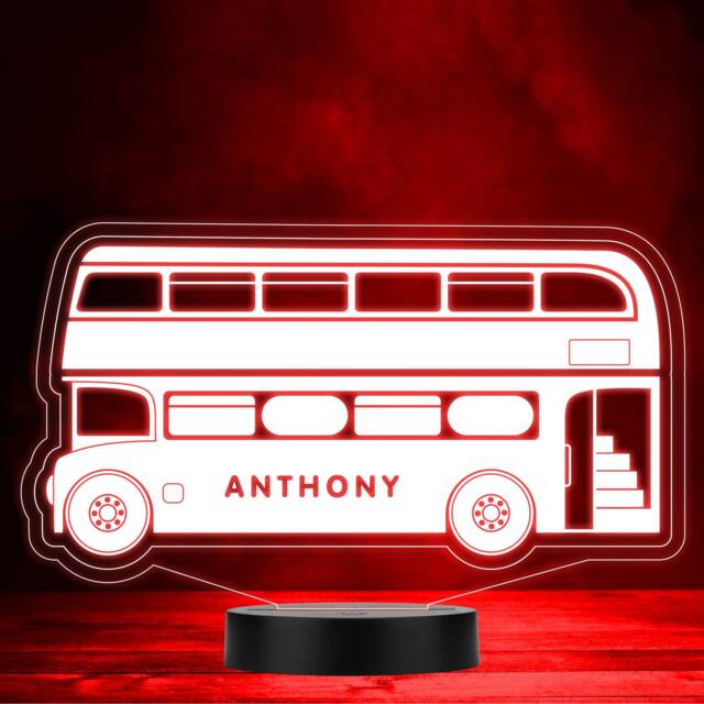 London Double Decker Bus Colour Changing Led Lamp Personalised Gift Night Light - Bedroom - image 1