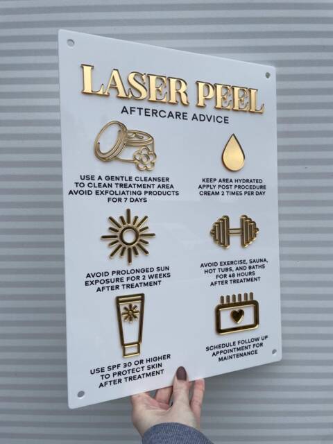 Laser Peel Aftercare Acrylic Sign - Salon & Spa Decor - A3 - image 1