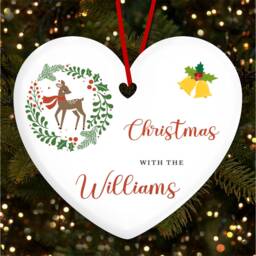 Wreath Reindeer Bell Heart Personalised Christmas Tree Ornament Decoration