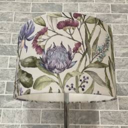 Fortazela Violet Floral Drum Lampshade Ceiling Light/Table Lamp Pendant, Nature Theme Purple Stem Leaf Design, Made in Uk, Home Decor - thumbnail 2