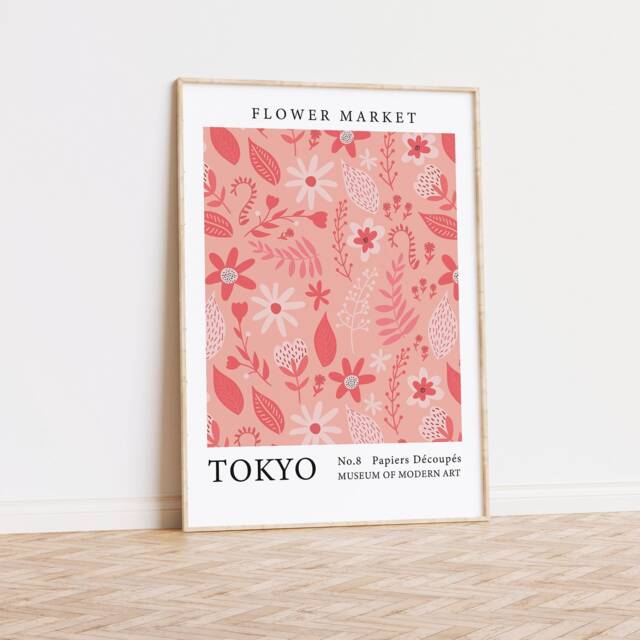 Flower Market Wall Print, Modern Floral Art Poster, Gallery Art, Plant Boho, Living Room, Bedroom, Kitchen, Home 1640 - image 1