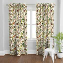 Mushrooms Curtain Panel - Ferns Forage Dandelion Pine Fungi Nature Custom Thanksgiving in The Forest By Utart - thumbnail 2
