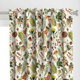 Mushrooms Curtain Panel - Ferns Forage Dandelion Pine Fungi Nature Custom Thanksgiving in The Forest By Utart