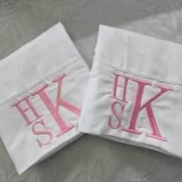 Personalized Monogram Pillowcases & Sheet Set - Custom Embroidered Bedding Classic, Interlocking, Stacked Or Diamond - thumbnail 4