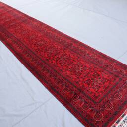 17 Ft Red Runner Rug, Afghan Hand Knotted Veg Dyes Wool Bukhara Long Hallway Runner, Entryway Runner, Kitchen, Stairs Runner Rug - thumbnail 3