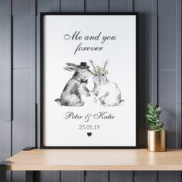 Personalised Bunny Rabbit Wedding Gift, Anniversary Present For Fiance, Boyfriend, Girlfriend, Husband, Wife, Him Or Her - thumbnail 1
