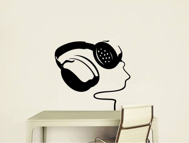 Headphone Wall Decal, Headphones Sticker, Art, Decal - image 1