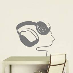 Headphone Wall Decal, Headphones Sticker, Art, Decal - thumbnail 3