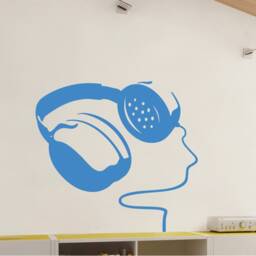 Headphone Wall Decal, Headphones Sticker, Art, Decal - thumbnail 2
