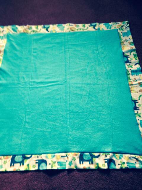 Turquoise Blue Polar Fleece & Flannel Baby Blanket, Receiving Blanket With Animal Print, Nursery Shower Gift - image 1