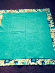 Turquoise Blue Polar Fleece & Flannel Baby Blanket, Receiving Blanket With Animal Print, Nursery Shower Gift