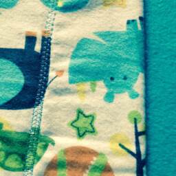 Turquoise Blue Polar Fleece & Flannel Baby Blanket, Receiving Blanket With Animal Print, Nursery Shower Gift - thumbnail 3