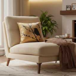 Brown Bird On Cherry Blossom 16 Inches Square Pillow - thumbnail 2