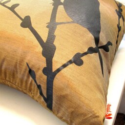 Brown Bird On Cherry Blossom 16 Inches Square Pillow - thumbnail 4