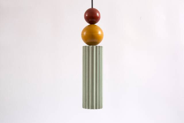 Concrete Pendant Light With Epoxy Moss Bubble - Handmade - image 1