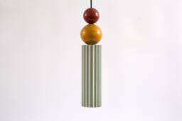 Concrete Pendant Light With Epoxy Moss Bubble - Handmade - thumbnail 1