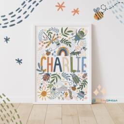 Bugs Name A4-A3 Print - Beetle Name Art - Nursery Wall Cool Kids Bedroom Art - thumbnail 2