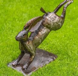Hand Crafted Recycled Metal Hare - Ac-Hre1 Garden Sculpture. Handmade Statue. Gift